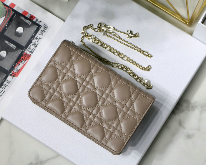 Dior lambskin Chain Wallet Nude DM7001