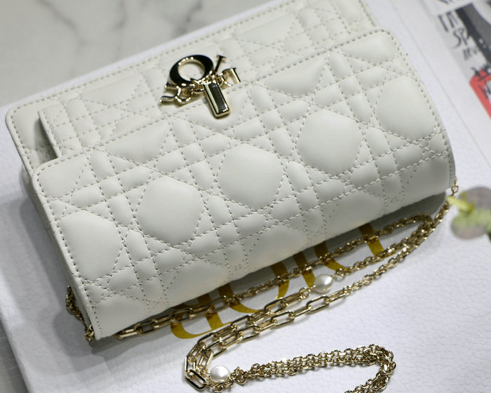 Dior lambskin Chain Wallet White DM7001