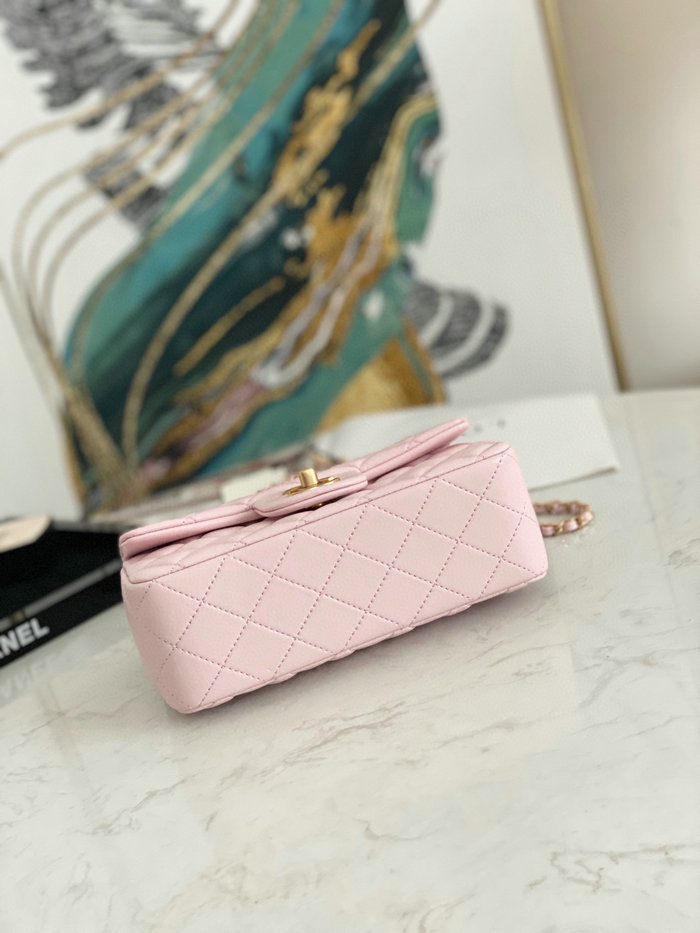 Chanel Lambskin Mini Flap Bag with Top Handle Pink AS2431