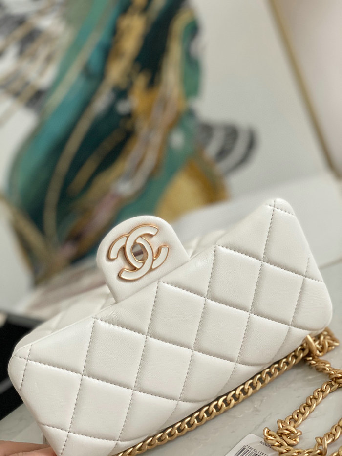 Chanel Lambskin Flap Bag White AS3114