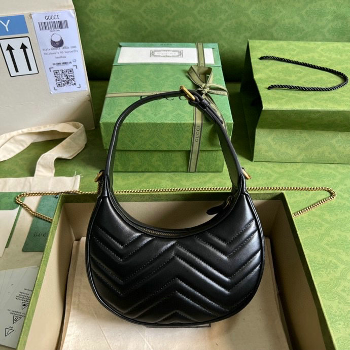 Gucci GG Marmont half-moon-shaped mini bag black 699514