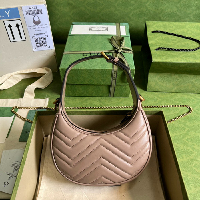 Gucci GG Marmont half-moon-shaped mini bag nude 699514