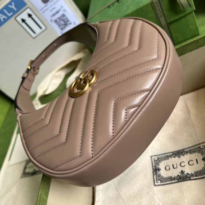 Gucci GG Marmont half-moon-shaped mini bag nude 699514