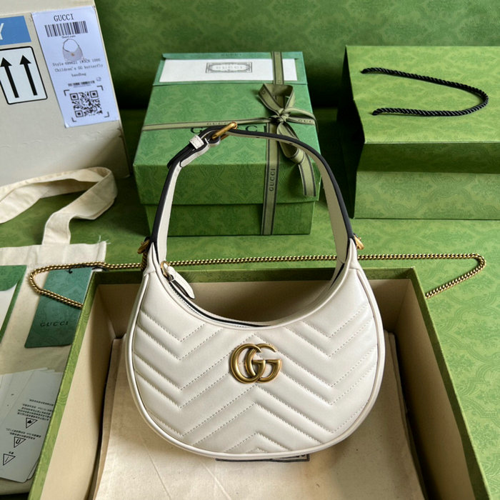 Gucci GG Marmont half-moon-shaped mini bag white 699514