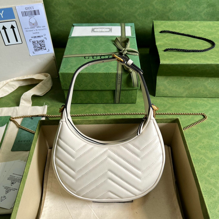 Gucci GG Marmont half-moon-shaped mini bag white 699514