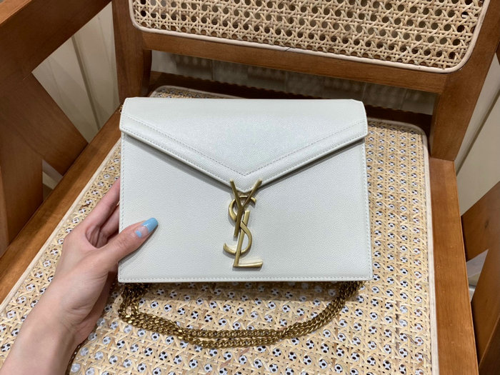 Saint Laurent Cassandra Medium Chain Bag White 532750