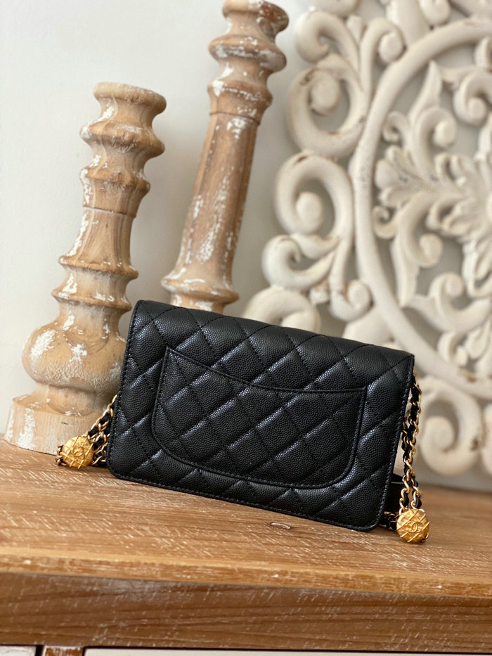 Chanel Grained Calfskin WOC Chain Wallet Black AP81204