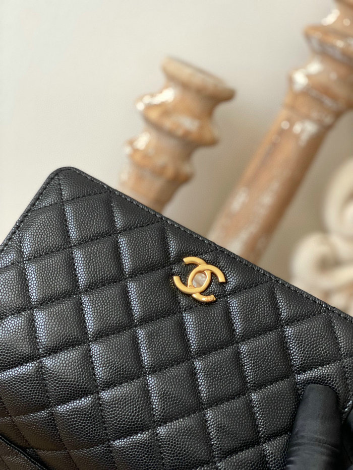 Chanel Grained Calfskin WOC Chain Wallet Black AP81204