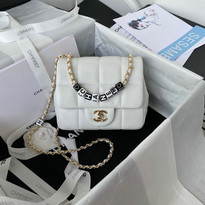 Chanel Lambskin Flap Bag White AS3330