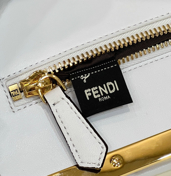 Fendi Interlace Leather Peekaboo White F0705