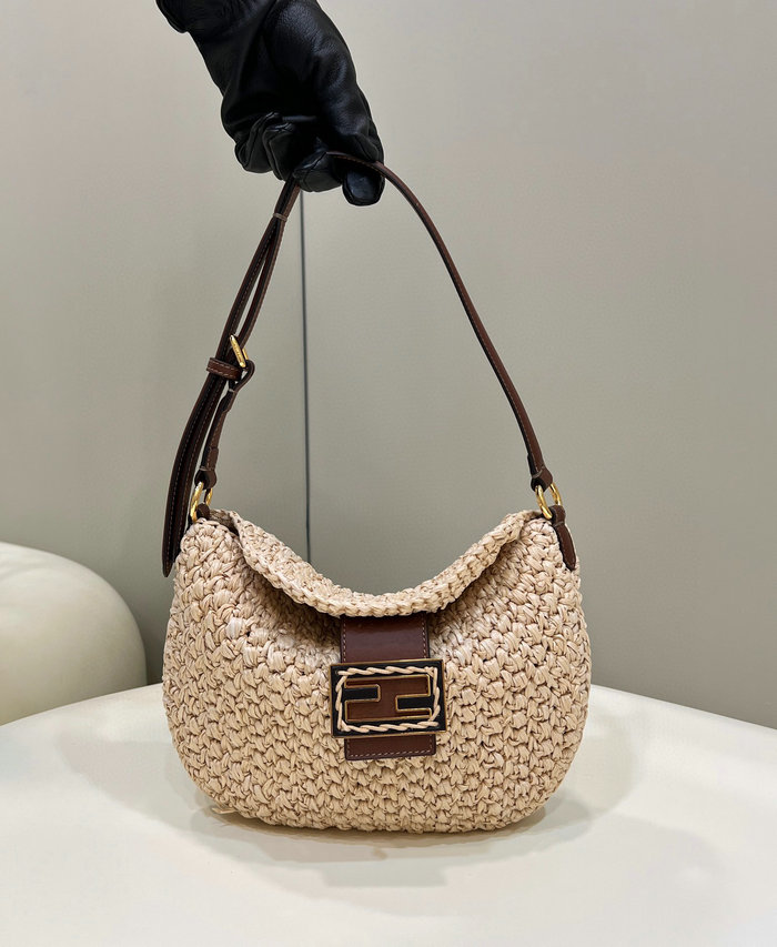 Fendi Small Croissant Woven Straw Bag F8373