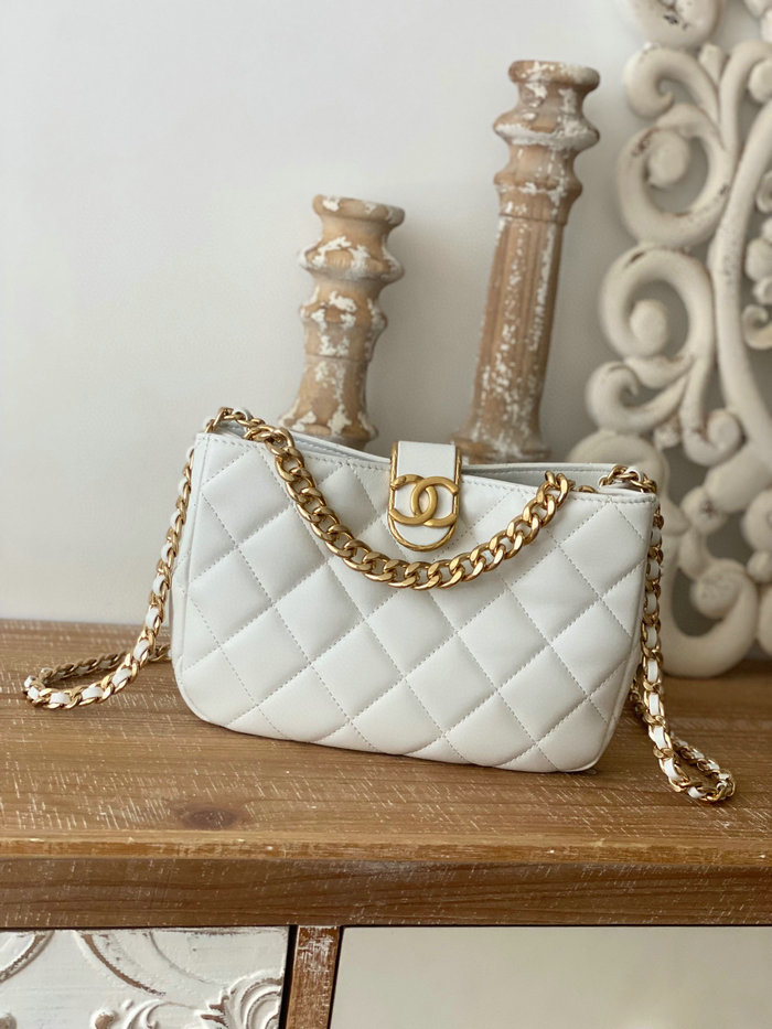 Chanel Hobo Handbag White AS3476