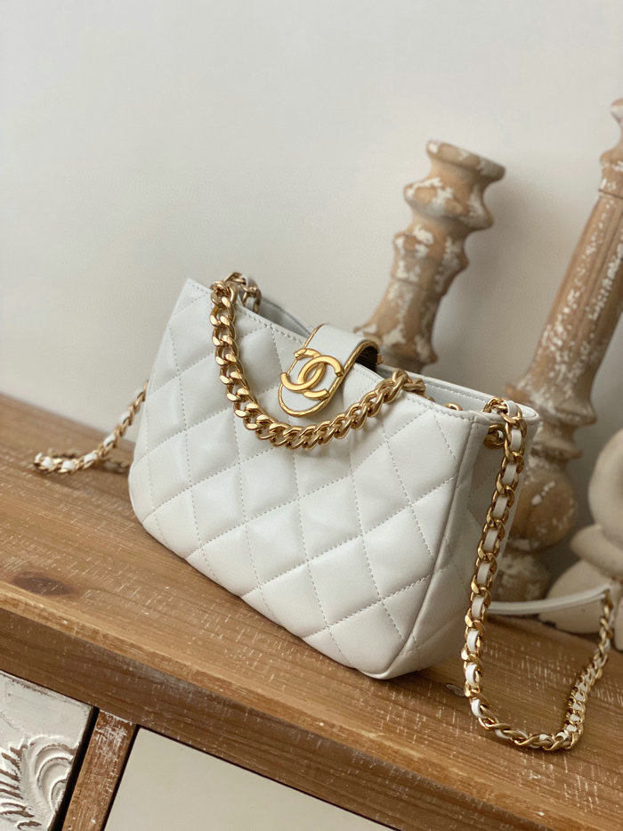 Chanel Hobo Handbag White AS3476