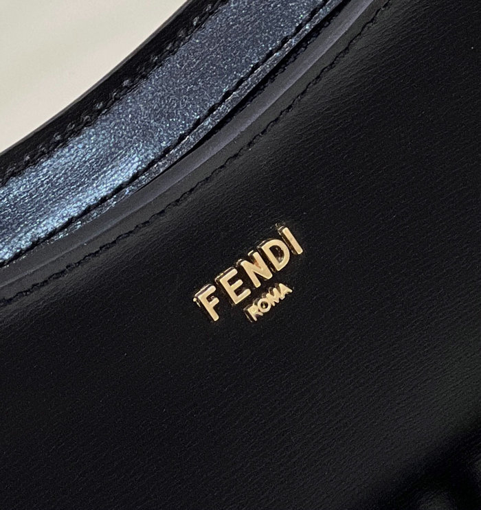 Fendi O'Lock embellished leather shoulder bag Black F8573