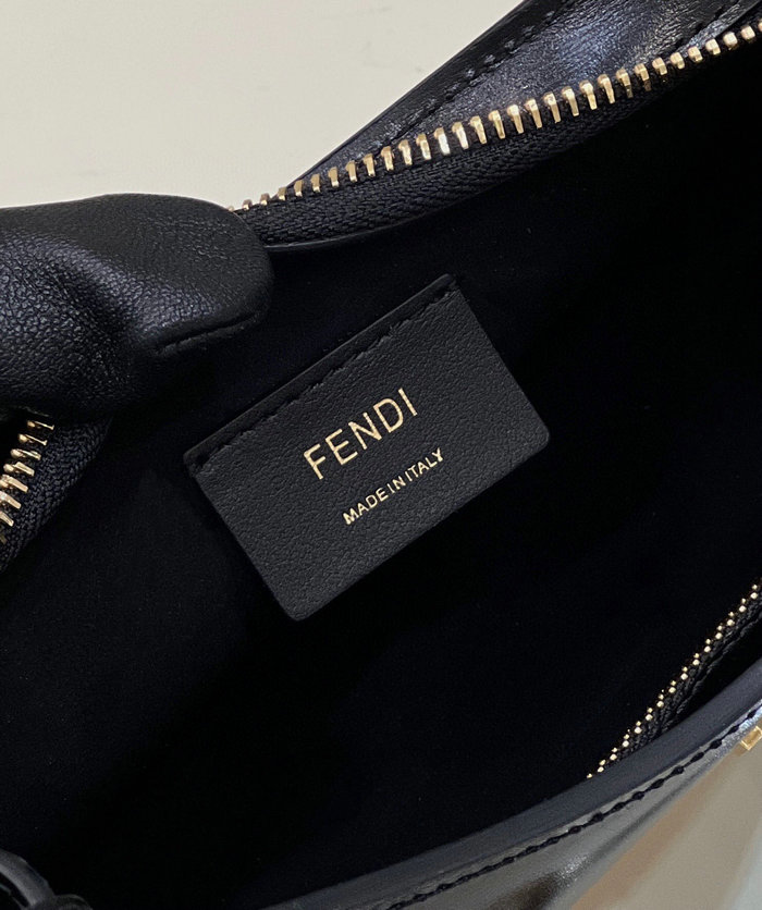 Fendi O'Lock embellished leather shoulder bag Black F8573