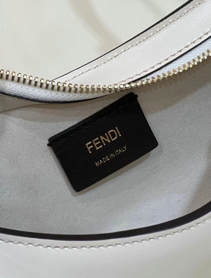 Fendi O'Lock embellished leather shoulder bag White F8573