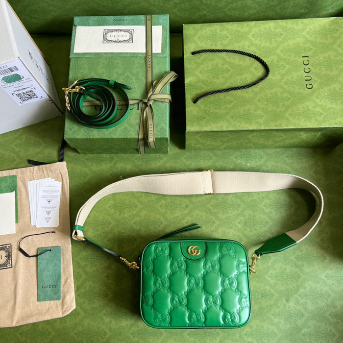 Gucci GG Matelasse leather small bag Green 702234