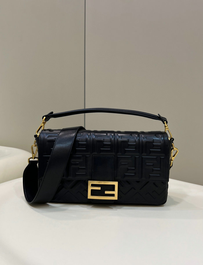 Fendi Baguette Leather Bag Black F0192