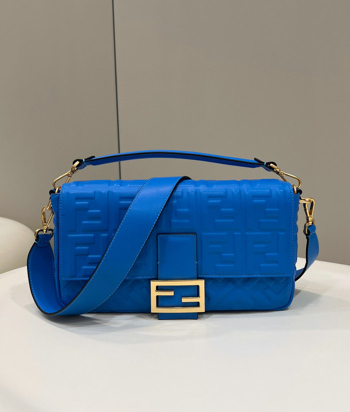 Fendi Baguette Leather Bag Blue F0192