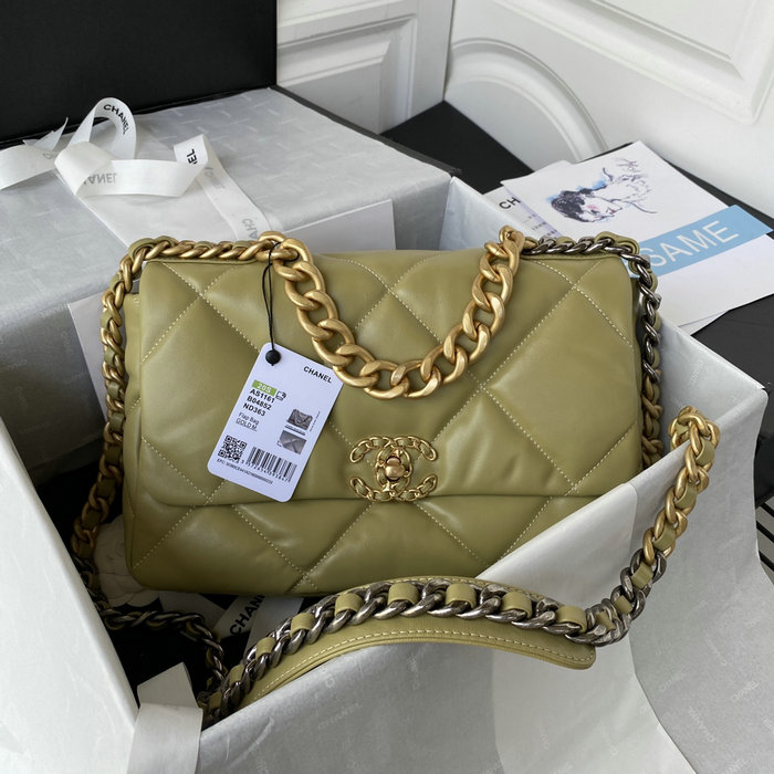 Chanel 19 Lambskin Large Flap Bag Lemon AS1161