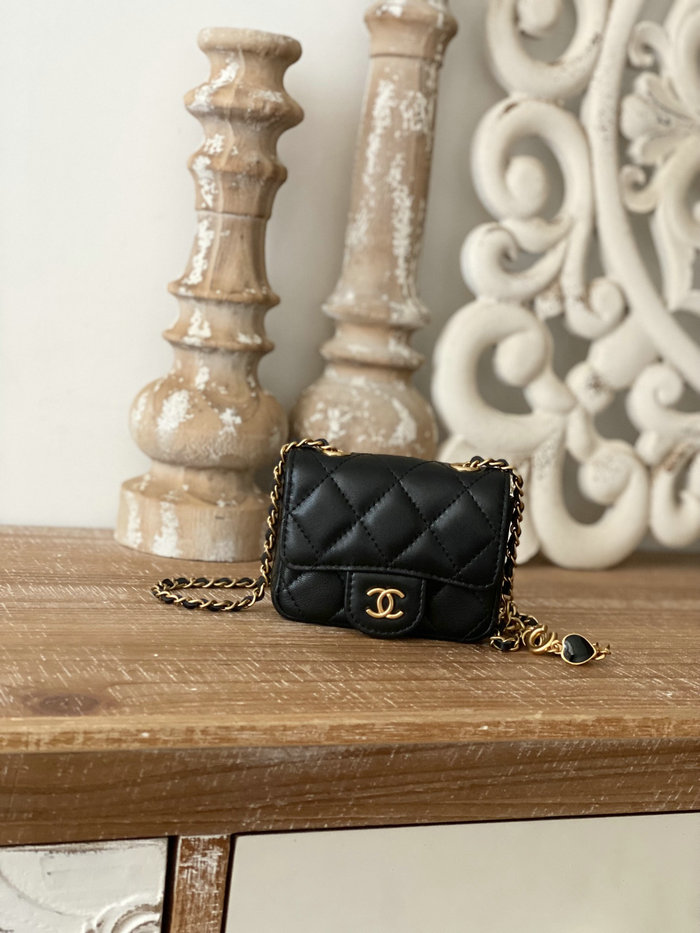 Chanel Lambskin Chain Wallet Black AP81227