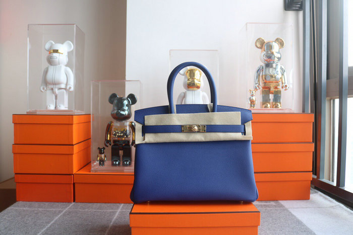 Hermes Togo Leather Birkin Bag Blue Electric HB303508