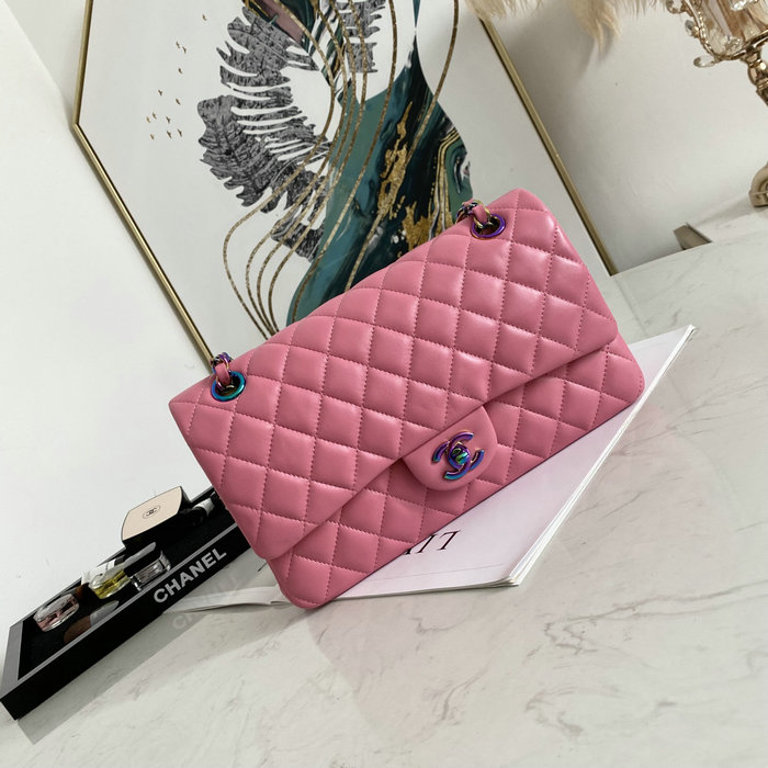 Classic Chanel Lambskin Medium Flap Bag Pink CF1112