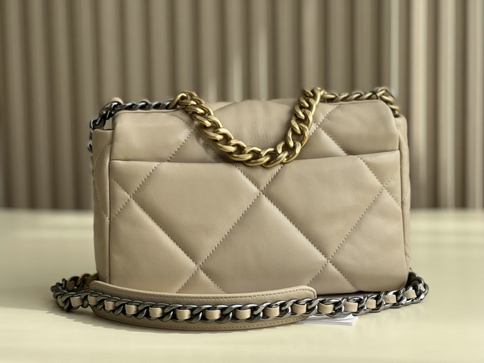 Chanel 19 Lambskin Flap Handbag Beige with Gold AS1160