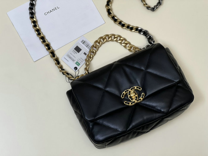 Chanel 19 Lambskin Flap Handbag Black AS1160