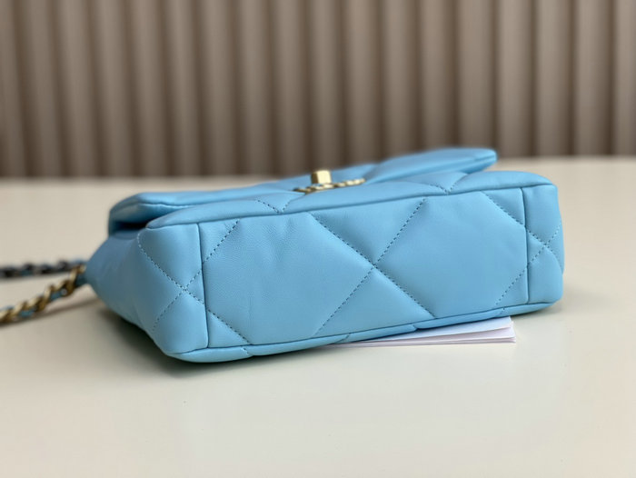 Chanel 19 Lambskin Flap Handbag Blue AS1160