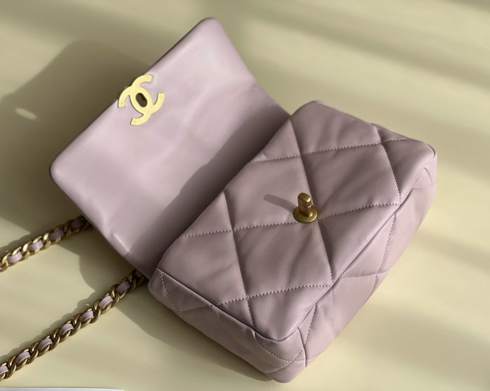 Chanel 19 Lambskin Flap Handbag Purple AS1160