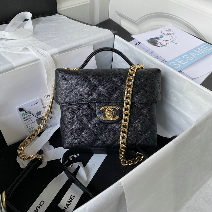 Chanel Grained Calfskin Handbag Black AS3729