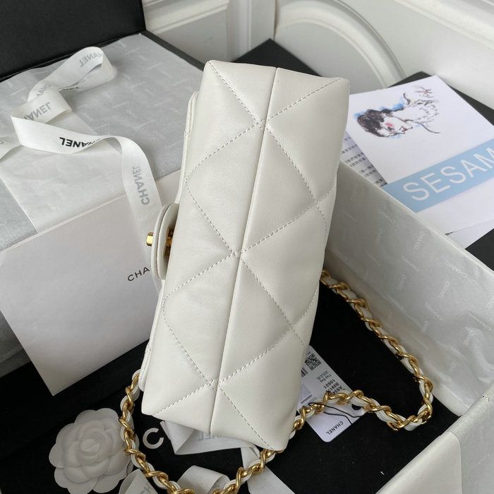 Chanel Lambskin Flap Shoulder Bag White AS3499