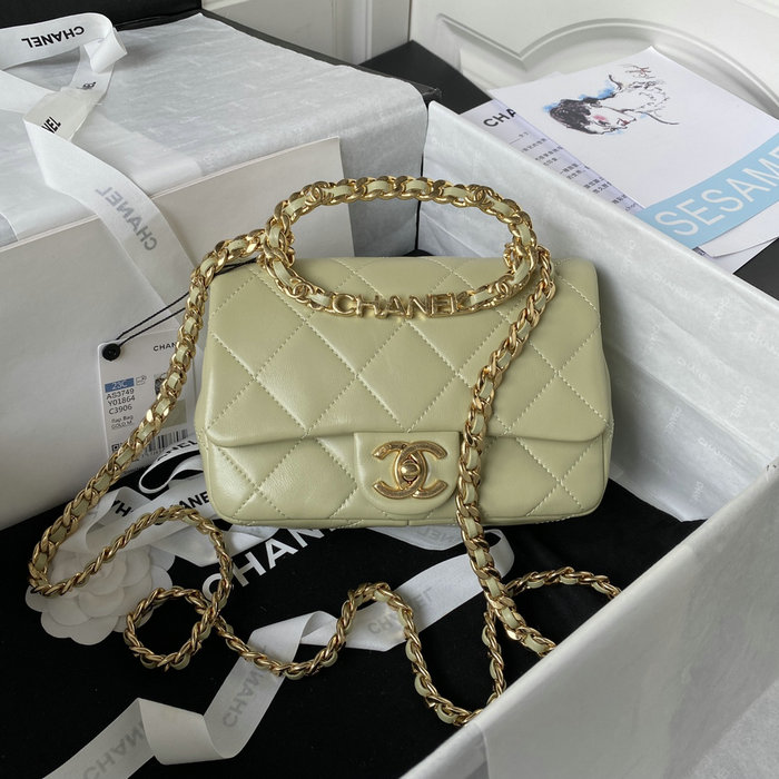 Chanel Lambskin Small Shoulder Bag Khaki AS3749