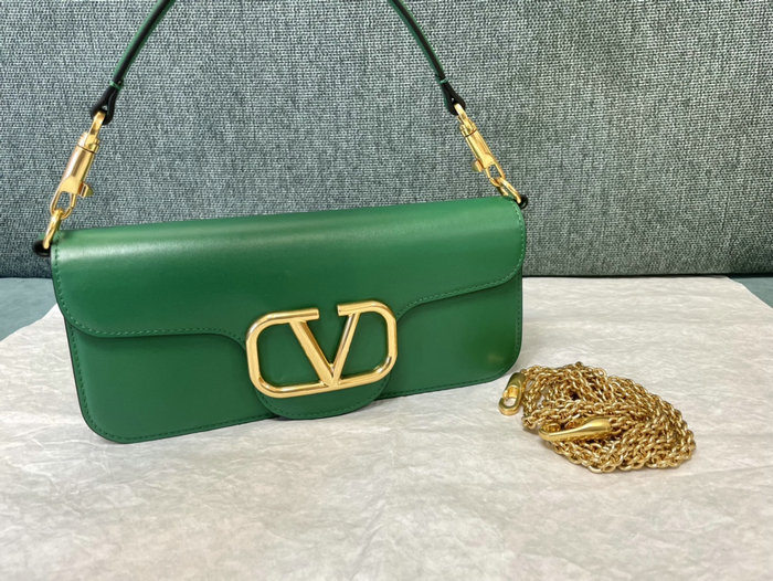 Valentino Loco Calfskin Shoulder Bag Green V1133L