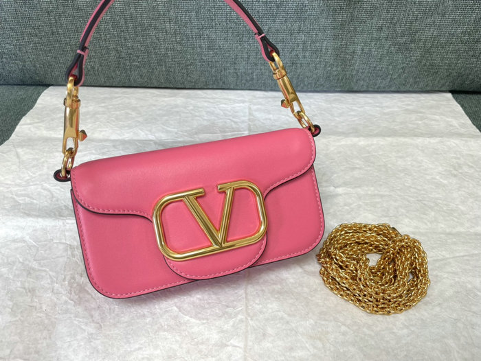 Valentino Loco Small Calfskin Shoulder Bag Pink V1133S