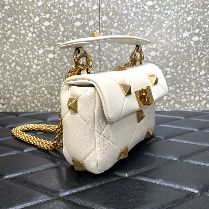 Valentino Small Roman Stud The Shoulder Bag White WB0l04