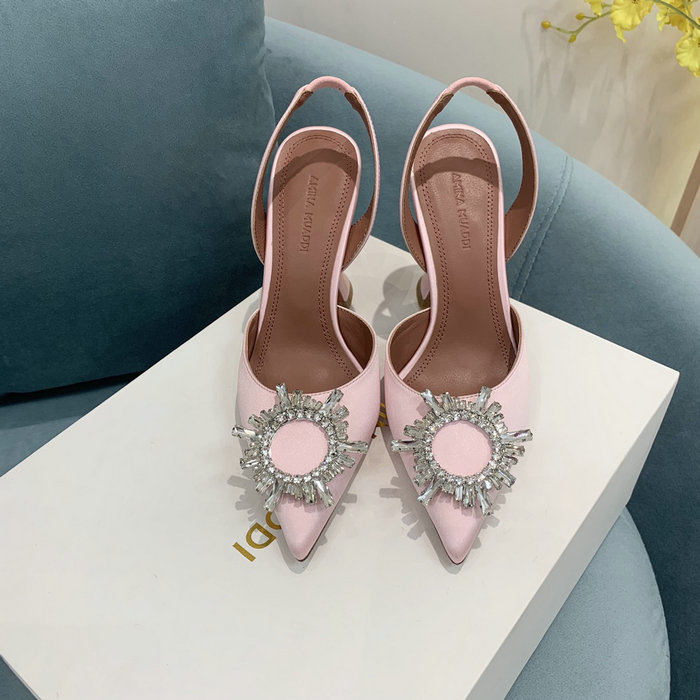 Amina Muaddi Satin Begum Slingback Pumps AB05