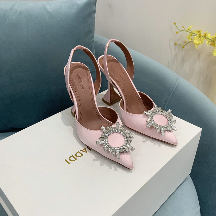 Amina Muaddi Satin Begum Slingback Pumps AB05