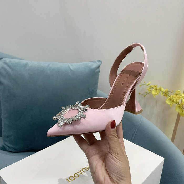 Amina Muaddi Satin Begum Slingback Pumps AB05