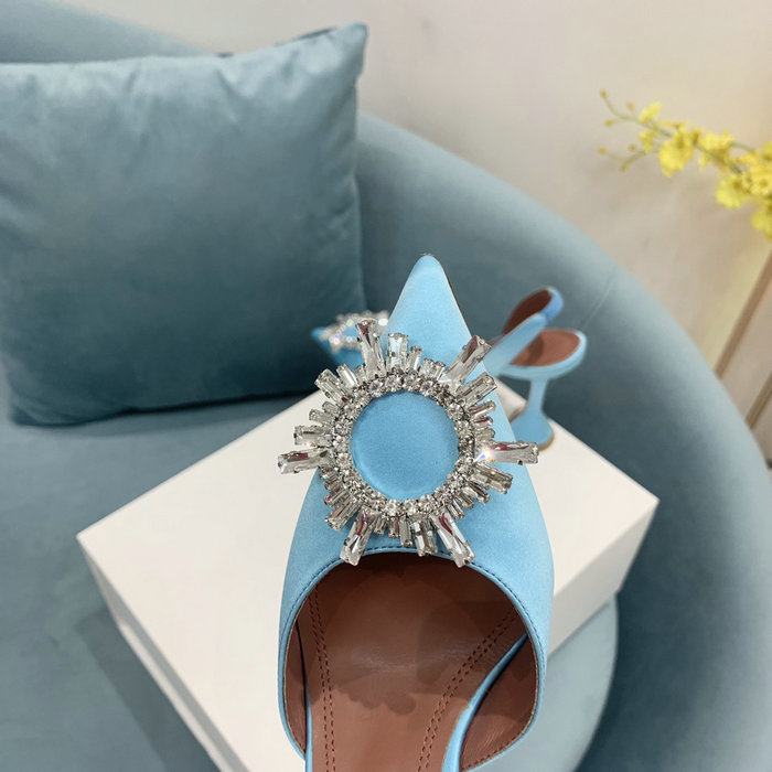 Amina Muaddi Satin Begum Slingback Pumps AB07