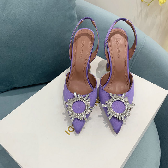 Amina Muaddi Satin Begum Slingback Pumps AB08