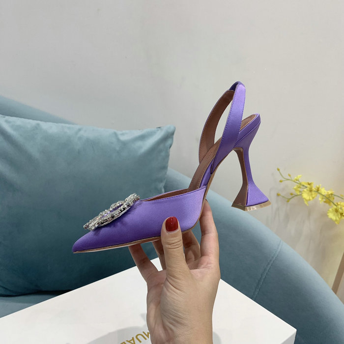 Amina Muaddi Satin Begum Slingback Pumps AB08