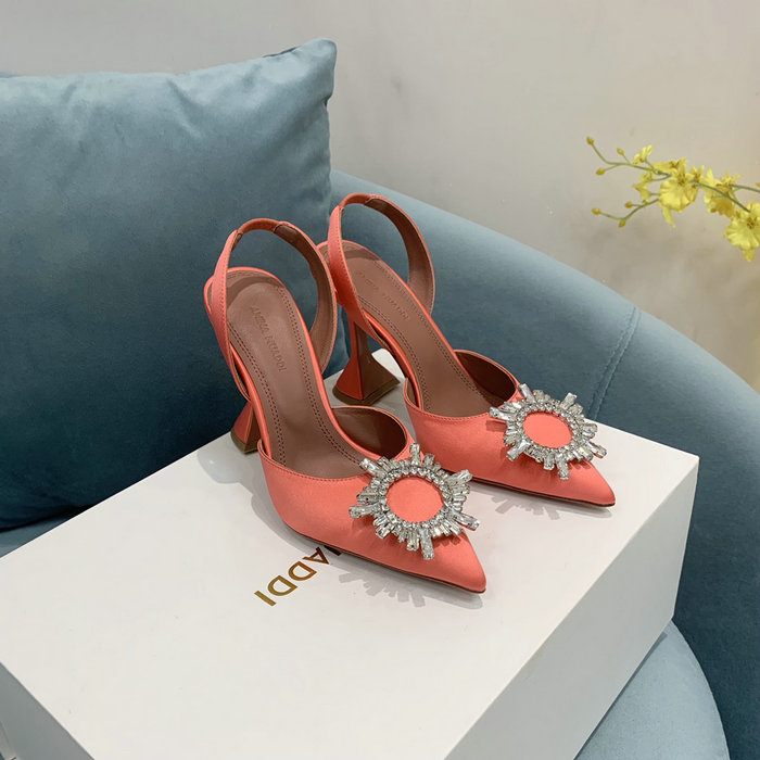 Amina Muaddi Satin Begum Slingback Pumps AB11