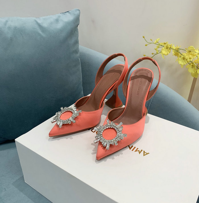 Amina Muaddi Satin Begum Slingback Pumps AB11