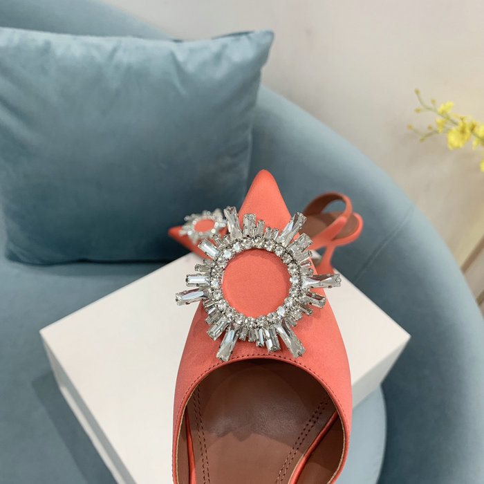 Amina Muaddi Satin Begum Slingback Pumps AB11