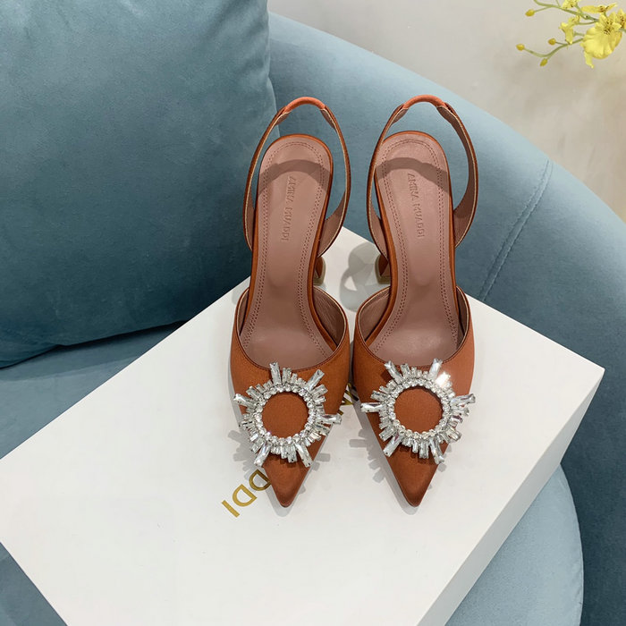 Amina Muaddi Satin Begum Slingback Pumps AB12