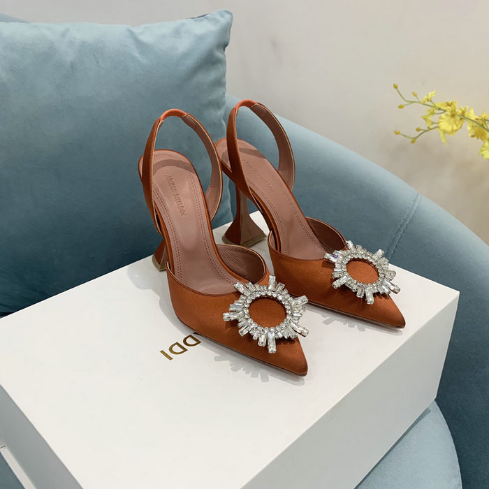 Amina Muaddi Satin Begum Slingback Pumps AB12