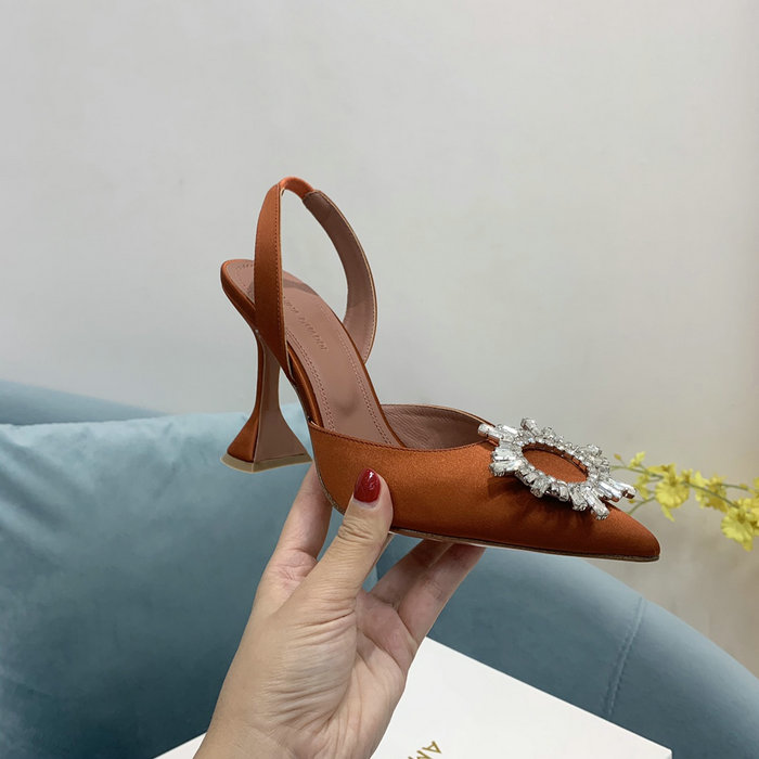 Amina Muaddi Satin Begum Slingback Pumps AB12