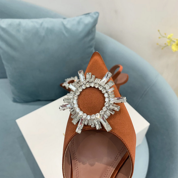 Amina Muaddi Satin Begum Slingback Pumps AB12